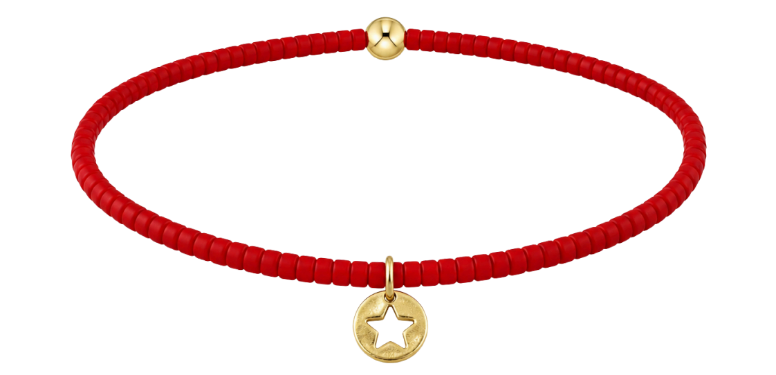 E Newton *eGirl*  Hope Classic Bracelet - Bright Red - Star Small Gold Disc