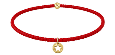 E Newton *eGirl*  Hope Classic Bracelet - Bright Red - Star Small Gold Disc