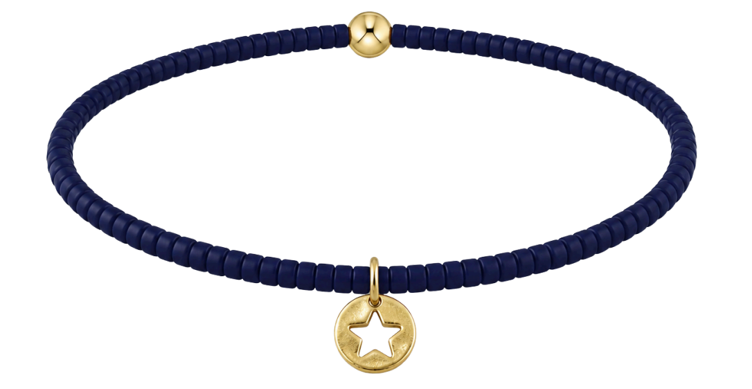 E Newton eGirl Hope Classic Bracelet - Navy - Star Small Gold Disc
