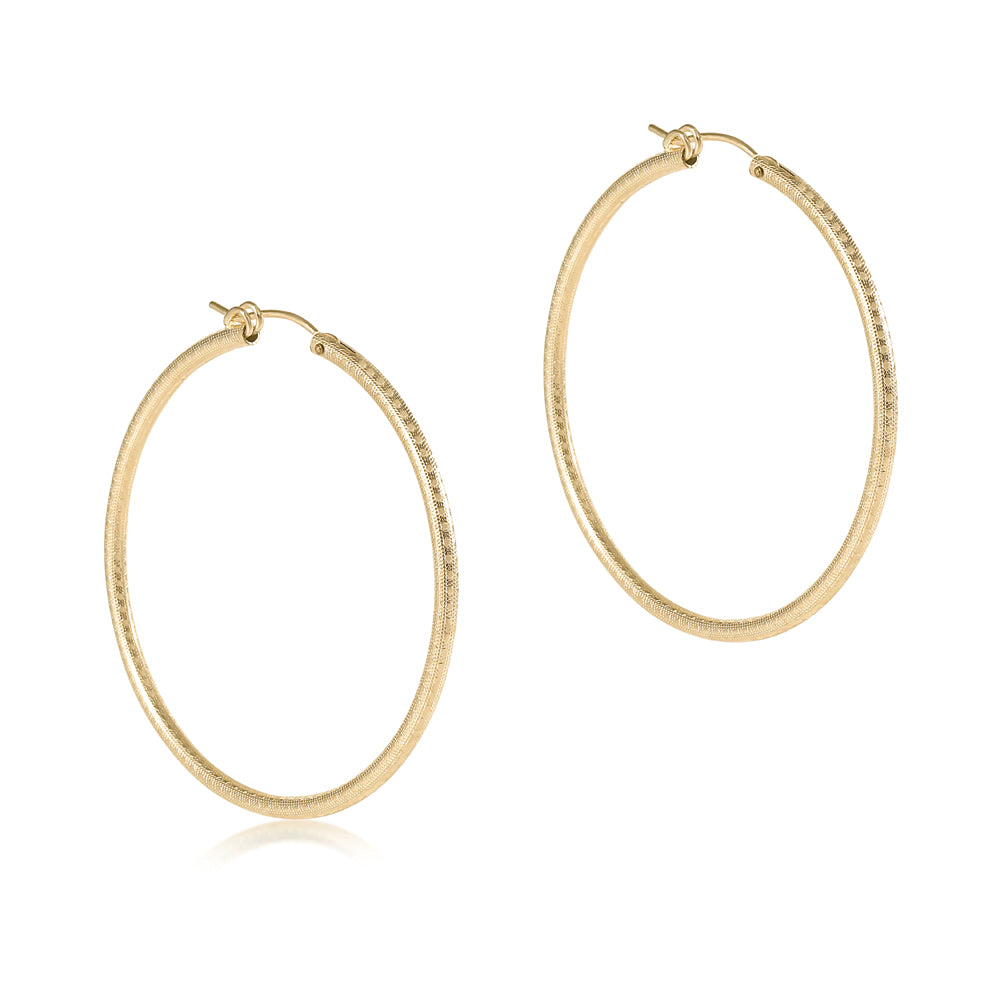 ENewton Hoop 2" Textured Gold Earrings 