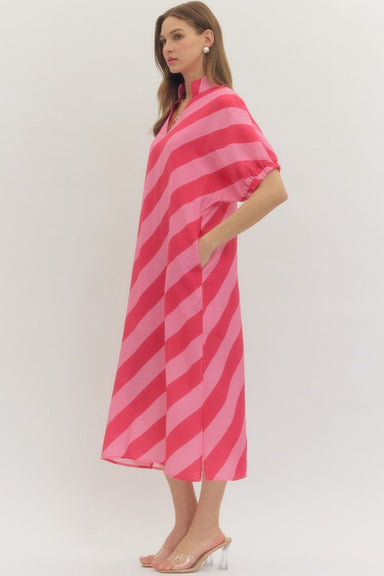 Diagonal Stripe Midi Dress