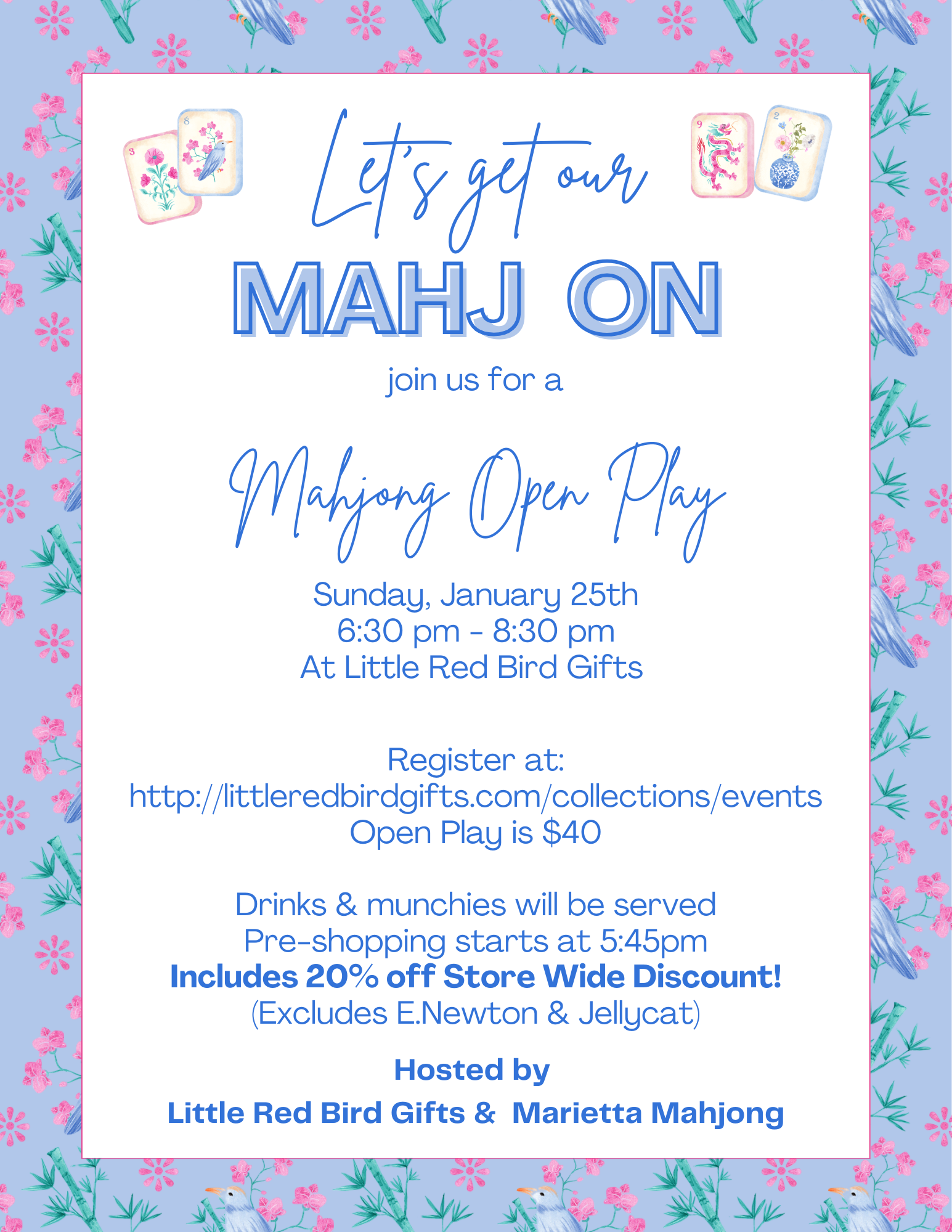Mahjong Open Play - Sunday Jan 25th