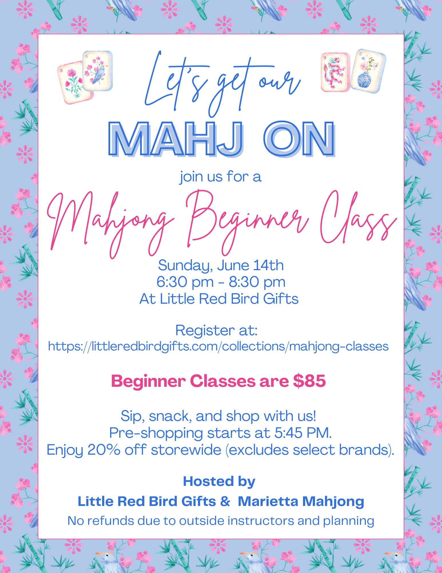 Mahjong Beginners Class - Sunday June 14th