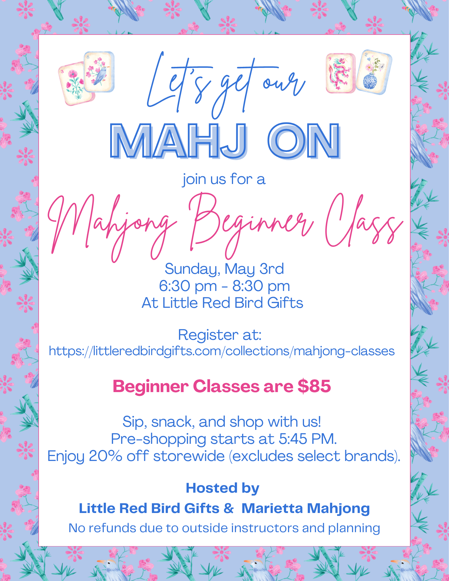 Mahjong Beginners Class - Sunday May 3rd