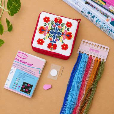 Floral Needlepoint Pouch Bag