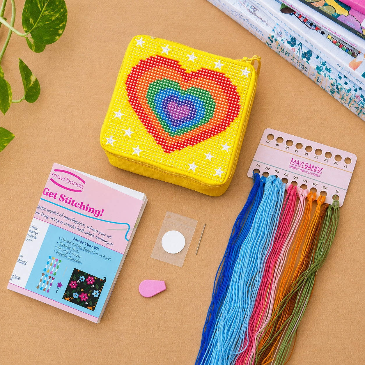 Heart Needlepoint Pouch Bag