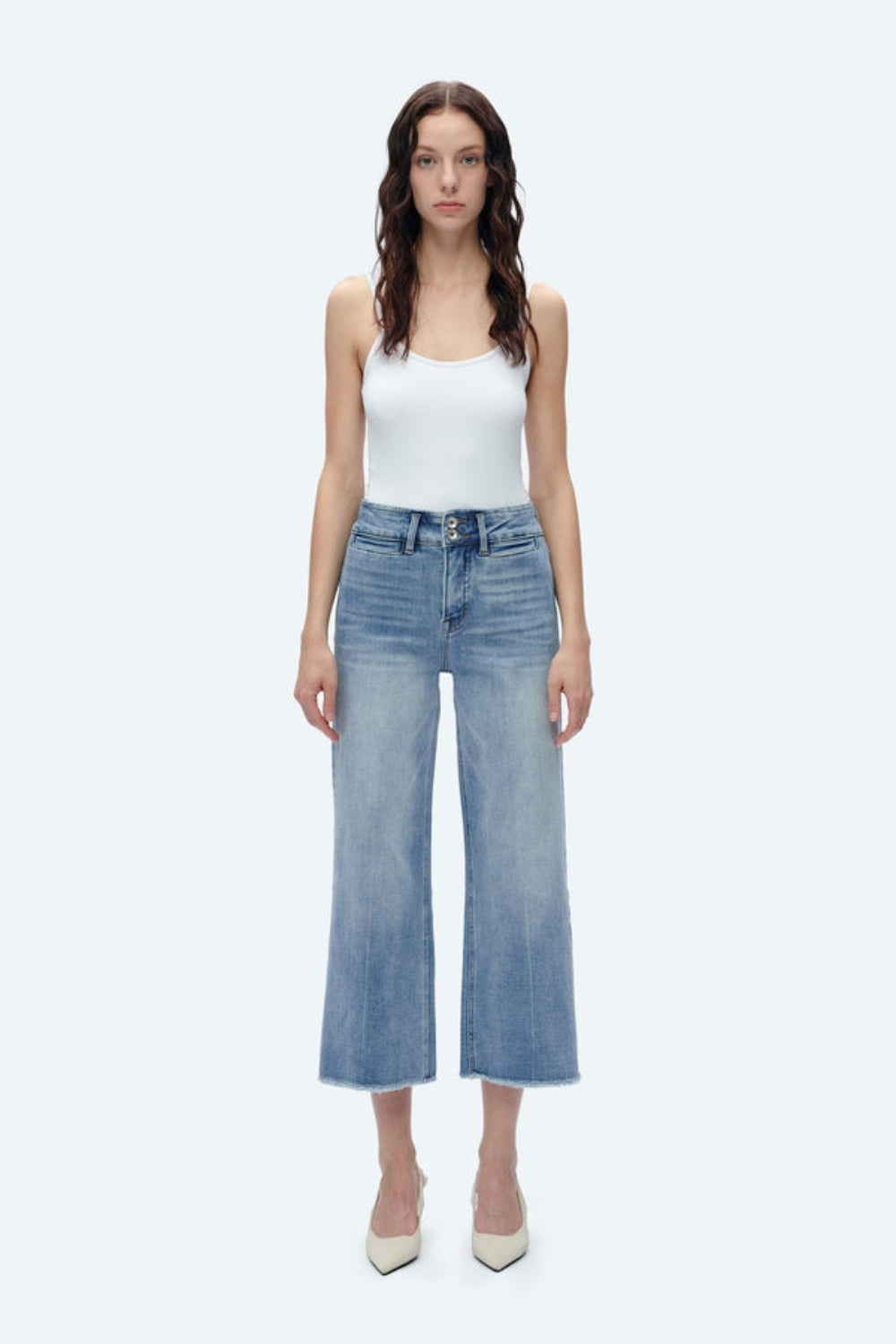 High Rise Wide Leg With Raw Hem