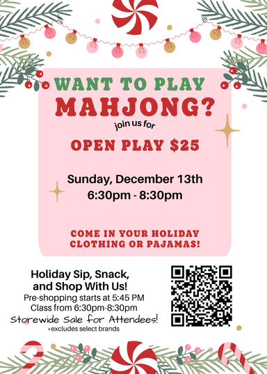 Holiday Mahjong Open Play - Sunday, December 13th