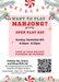 Holiday Mahjong Open Play - Sunday, December 6th