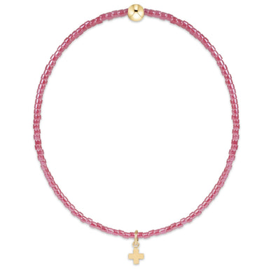 Hope Classic Pink Champagne Bracelet - Signature Cross Small Gold Charm