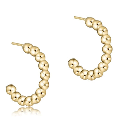 ENewton 1" Post 3mm Beaded Gold Hoop Earrings