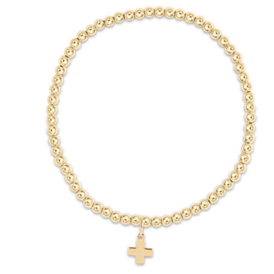 ENewton egirl 3mm Gold Signature Cross Gold Charm Bracelet 