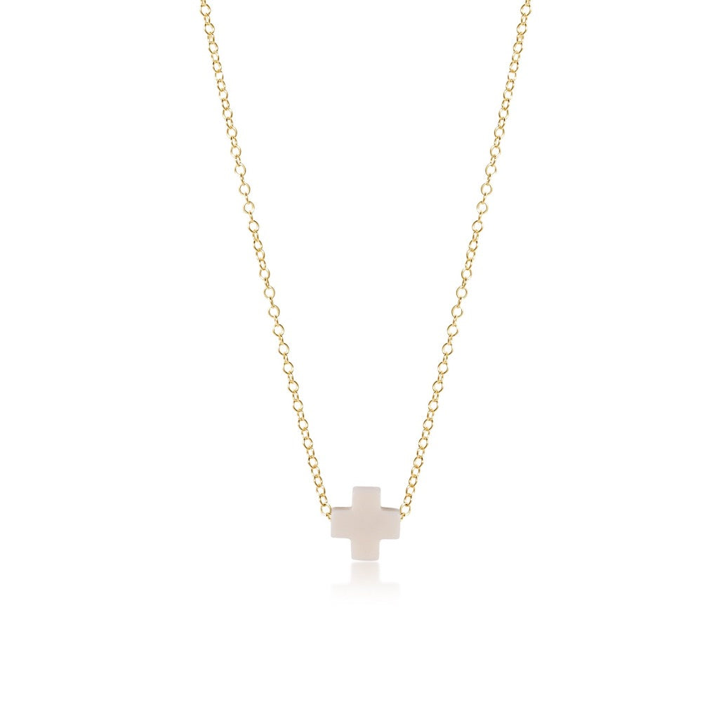 ENewton eGirl 14" Gold Signature Cross Off White Necklace