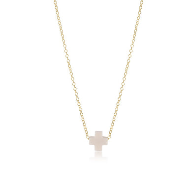 ENewton 16" Off White Gold Signature Cross Necklace