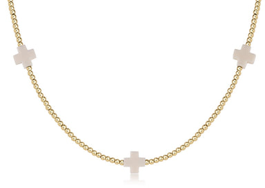 ENewton 15" Choker 2mm Gold Off White Signature Cross Necklace