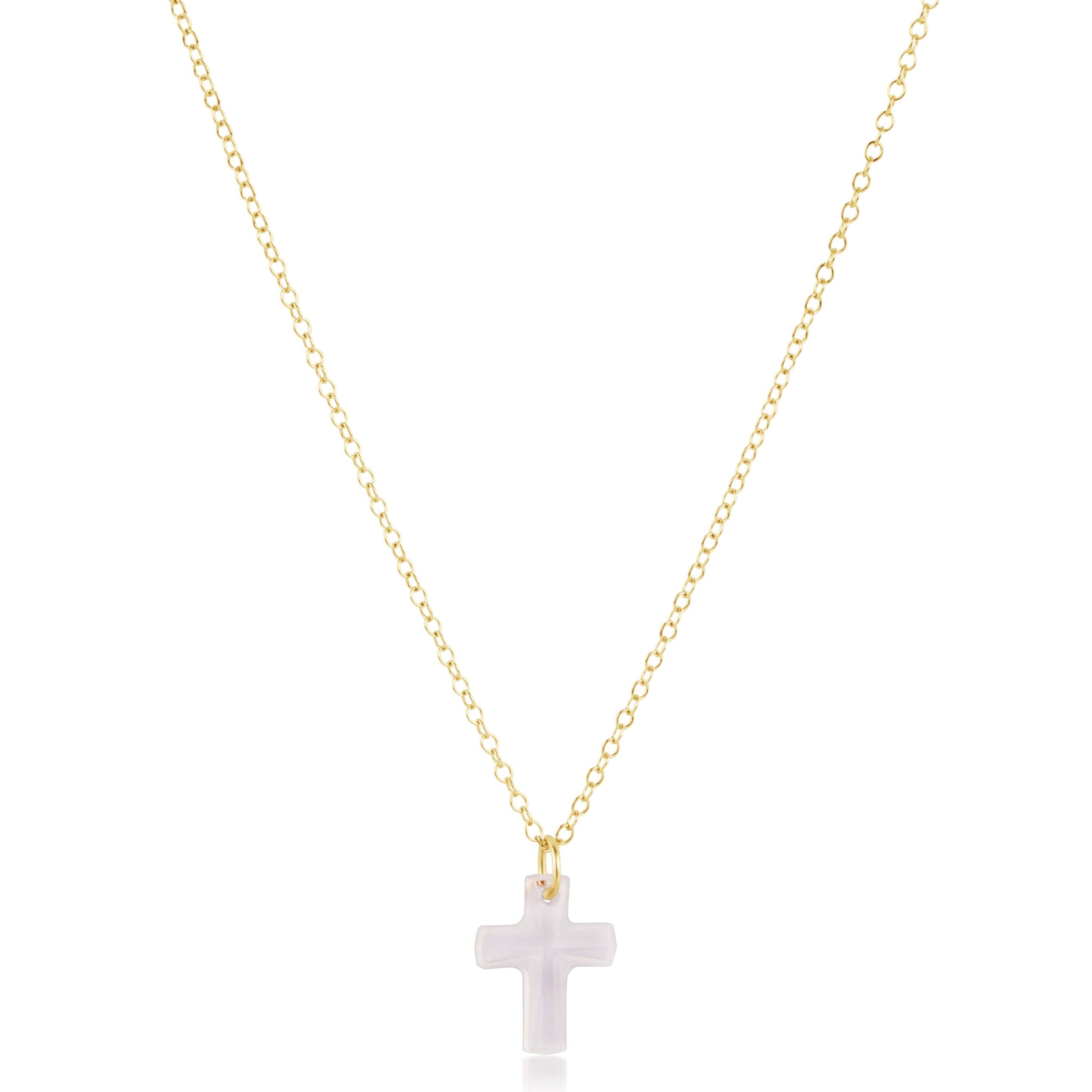E Newton Blessed Crystal Charm Gold Necklace 16"