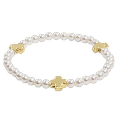 Enewton 4mm Pearl Gold Signature Cross Bracelet