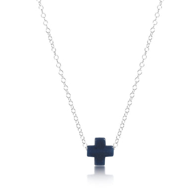 ENewton 16" Navy Sterling Signature Cross Necklace