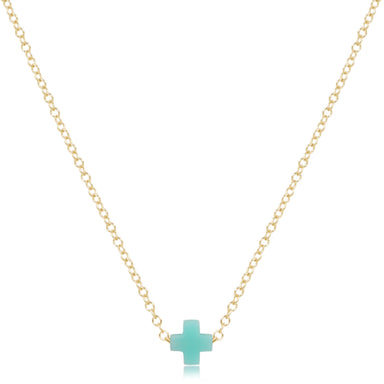 ENewton 16" Small Turquoise Signature Cross Gold Necklace