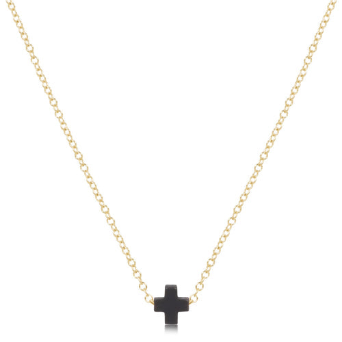 ENewton 16" Small Charcoal Signature Cross Gold Necklace