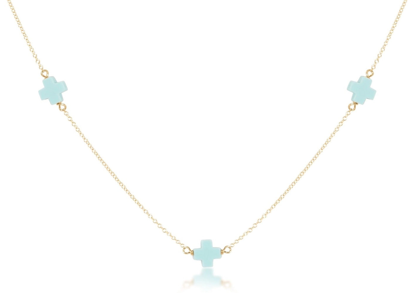 ENewton 17" Choker Turquoise Signature Cross Gold Simplicity Necklace