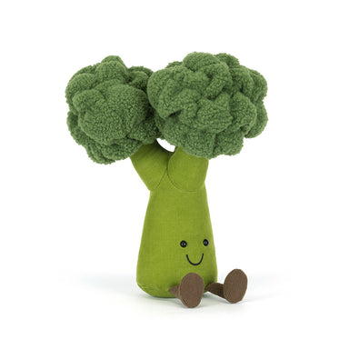Plush toy shaped like a broccoli on a white background