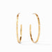 Gold hoop earrings on a white background