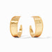 Gold hoop earrings on a white background
