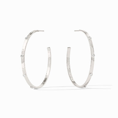 Julie Vos X-Large Silver Crescent Cubic Zirconia Stone Hoop Earrings