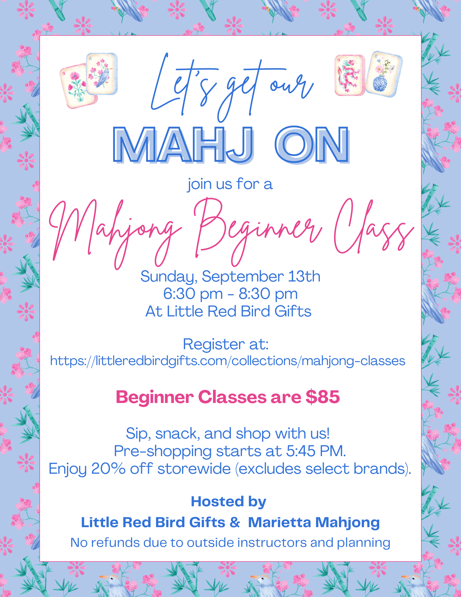 Mahjong Beginners Class - Sept 13th