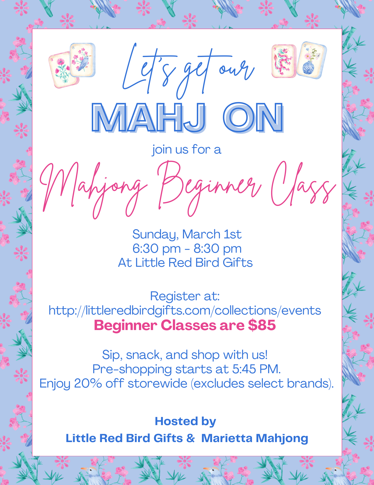 Mahjong Beginners Class - Sunday March 1st