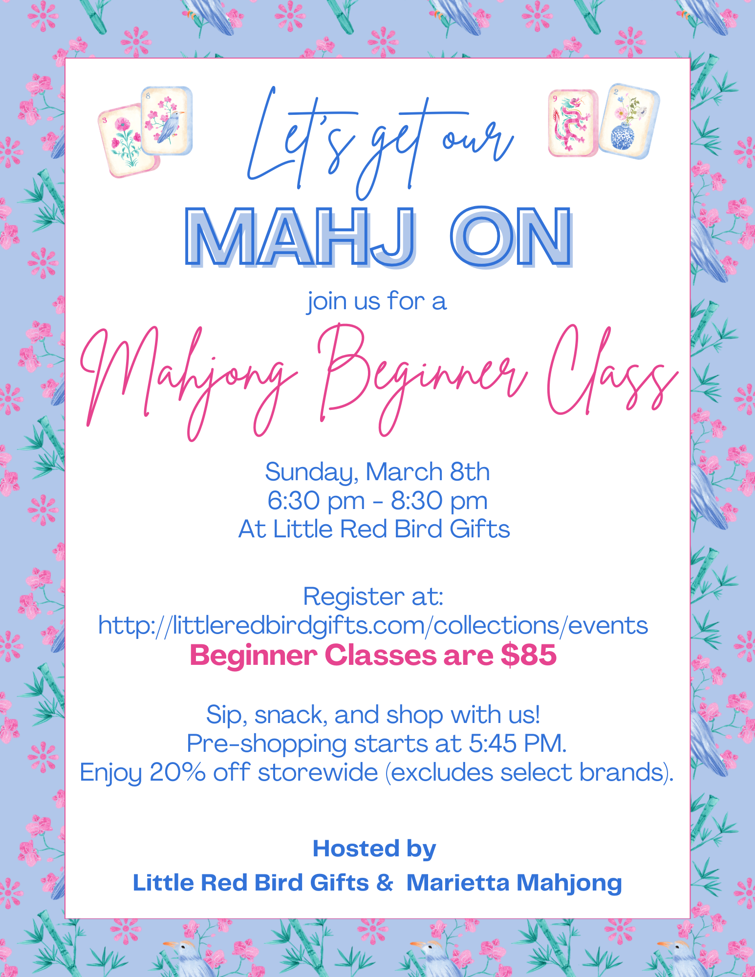 Mahjong Beginners Class - Sunday March 8th
