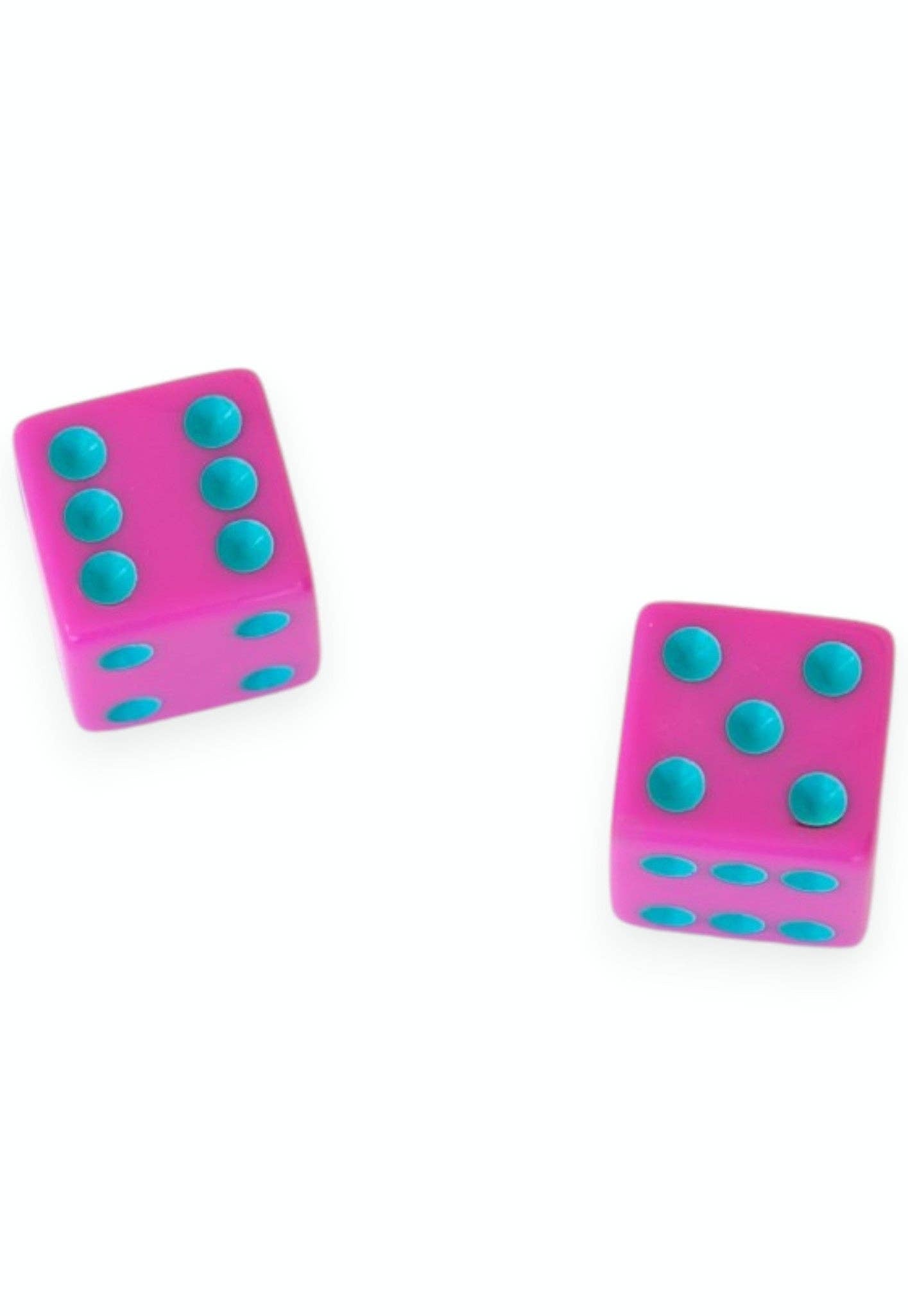Mahjong Dice Set of 2 - Hot Pink with Teal