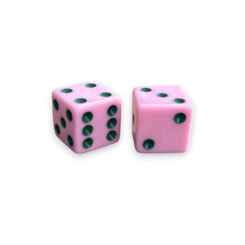 Dice Set of 2 - Light Pink with Dark Green