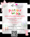 Promotional flyer for 'Paint Your Own Mini' event with Little Red Bird Gifts on a black and white striped background.