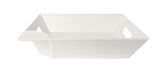 White rectangular tray with handles on a white background