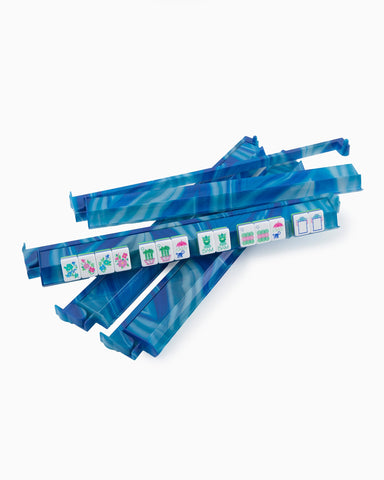 Oh My Mahjong Blue Lace Agate Acrylic Rack and Pusher Set