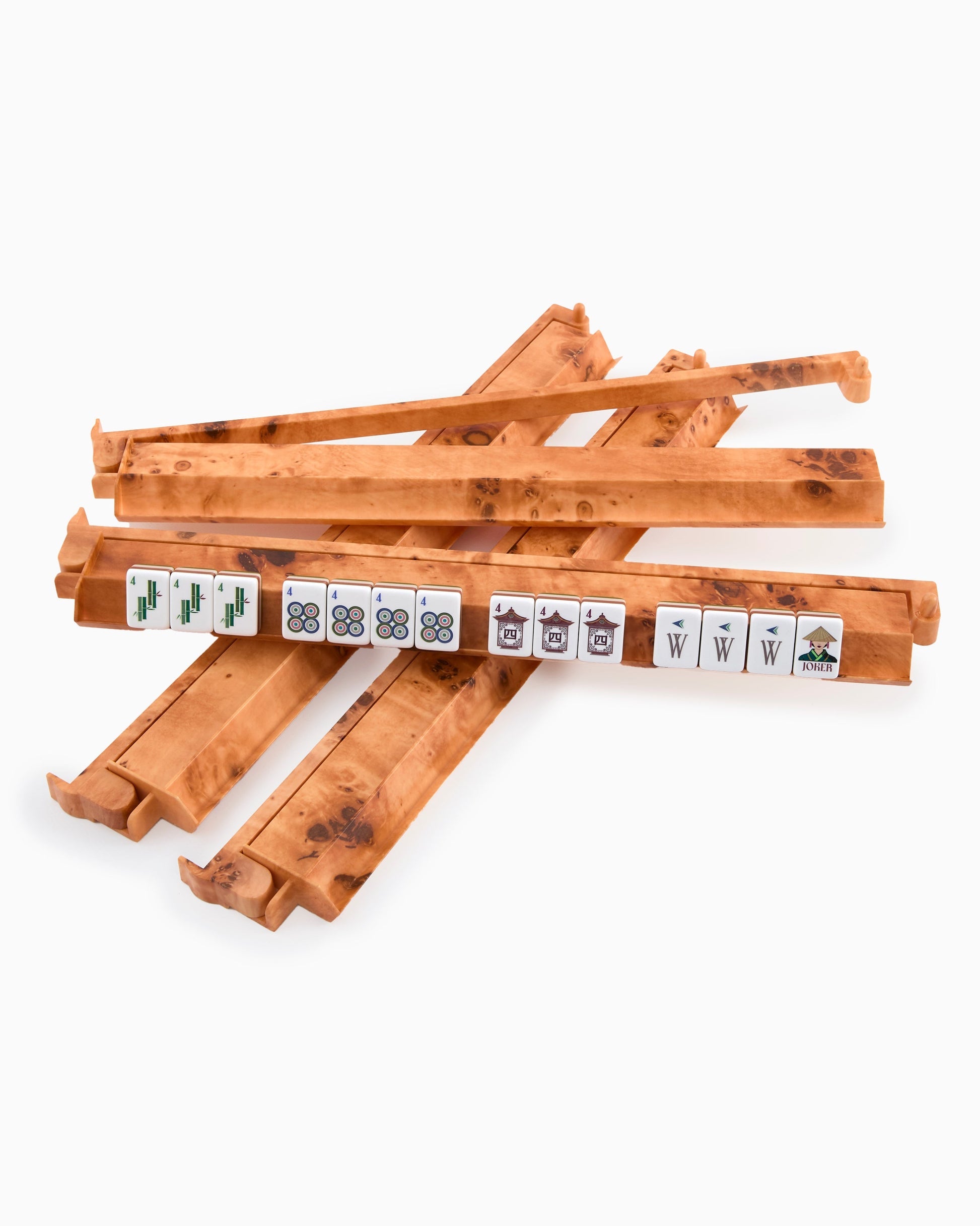 Oh My Mahjong Burl Mahjong Rack & Pusher Set