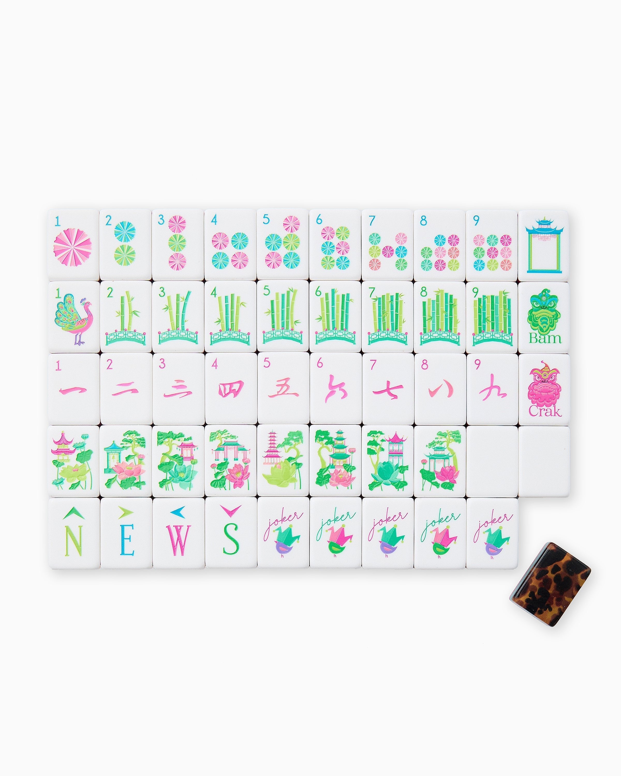 Set of colorful children's tiles with cartoon designs on a white background