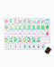 Set of colorful children's tiles with cartoon designs on a white background