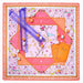 Floral-themed board game set with colorful components on a decorative board.