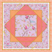 Quilt pattern with floral design and 'Oh My! Manjoung' branding on a pink background