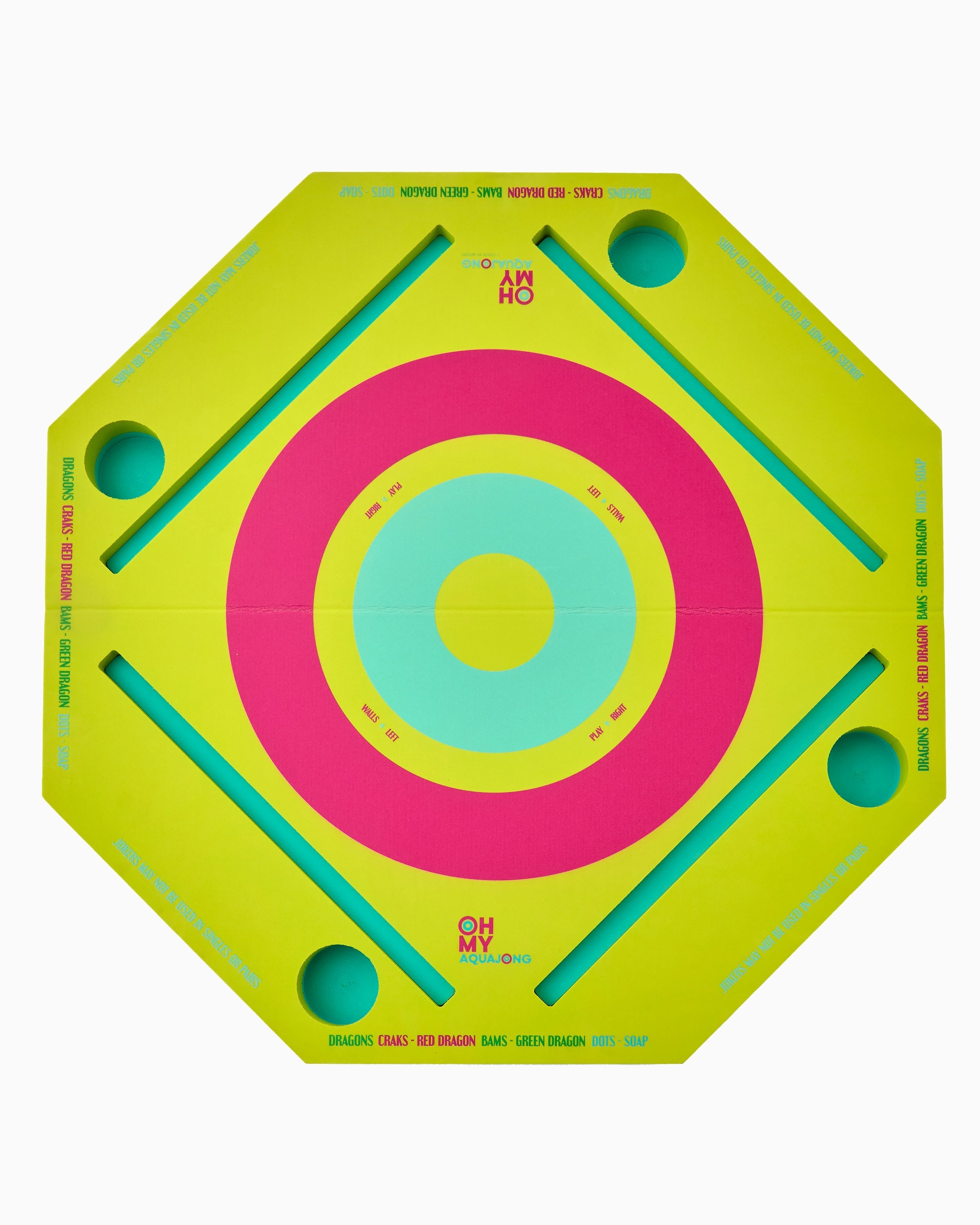 Colorful target-like board with concentric circles on a white background
