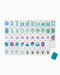 Set of Mahjong tiles with colorful designs on a white background