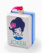 Decorative box with a cartoon character and 'JOKER' text on a white background