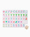 Set of colorful mahjong tiles on a white background