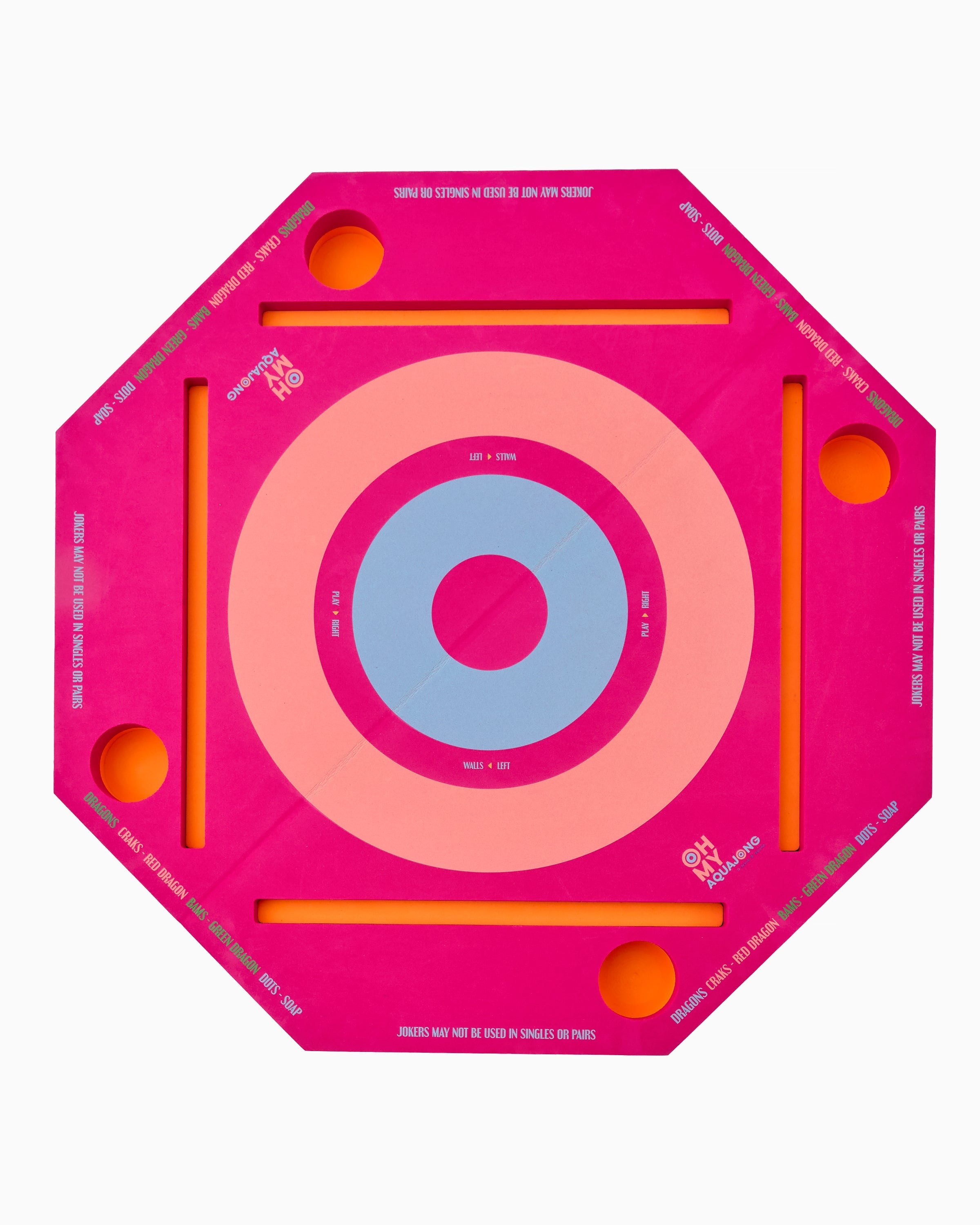 Pink target practice board with concentric circles on a white background