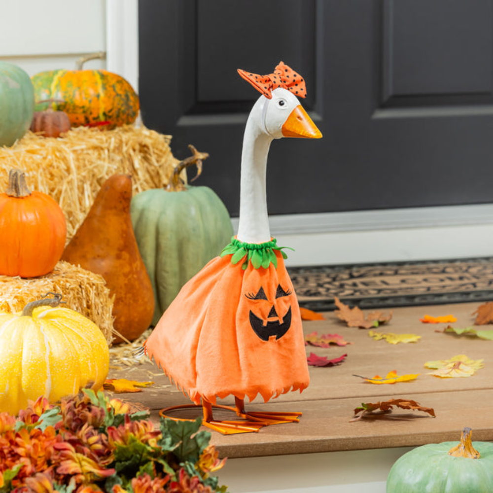 Porch Goose Outfit, Pumpkin Poncho