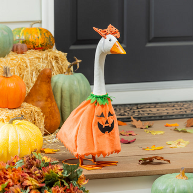 Porch Goose Outfit, Pumpkin Poncho