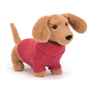 Jellycat  Sweater Sausage Dog Tan/Pink